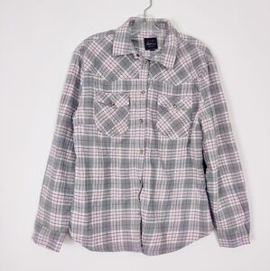 Jachs Girlfriend New York Women's Plaid Button Down Shirt Size XL Sherpa Lined